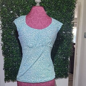 Ann Taylor Light Blue Floral Blouse